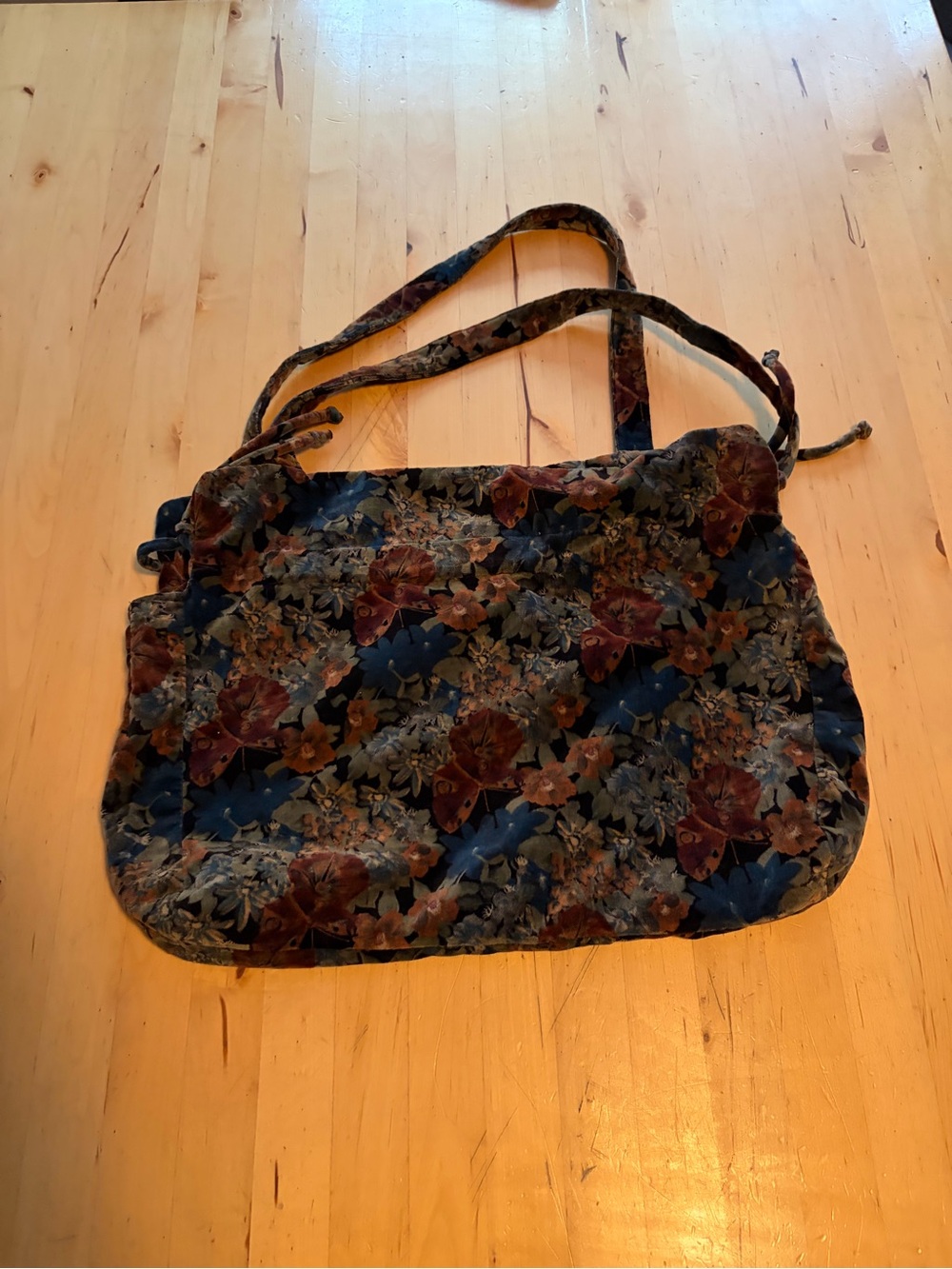 Vintage Carpet Bag Pattern Shoulder Bag - Blue & Brown